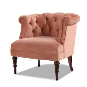 Katherine Traditional Orange Velvet Tufted Living Room Accent Arm Chair