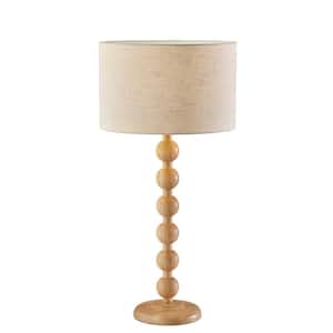 28 in. Off White Transitional Integrated LED Buffet Table Lamp with Off White Fabric Shade