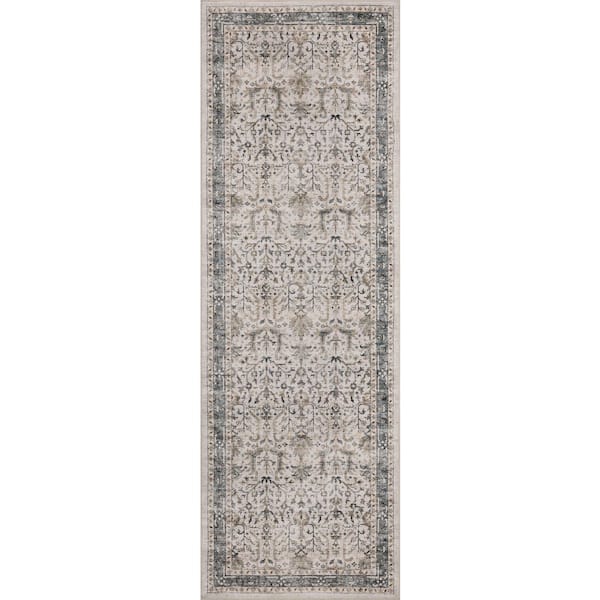 Anniston Ivory/Stone 2 ft. 6 in. x 12 ft. Machine Washable Runner Rug