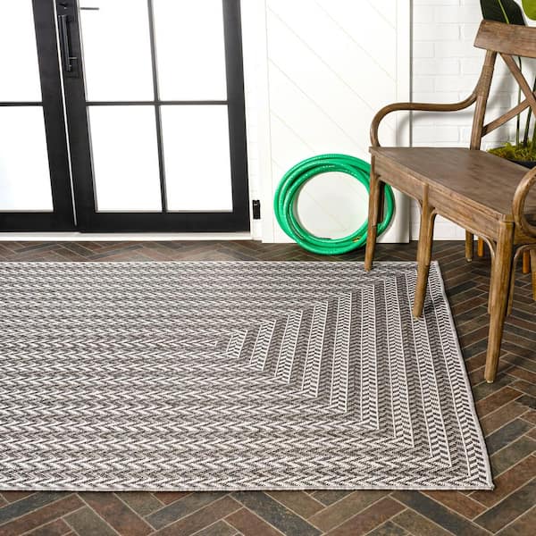 4' X 6' Chevron Modern Concentric Squares Indoor/outdoor Area Rug