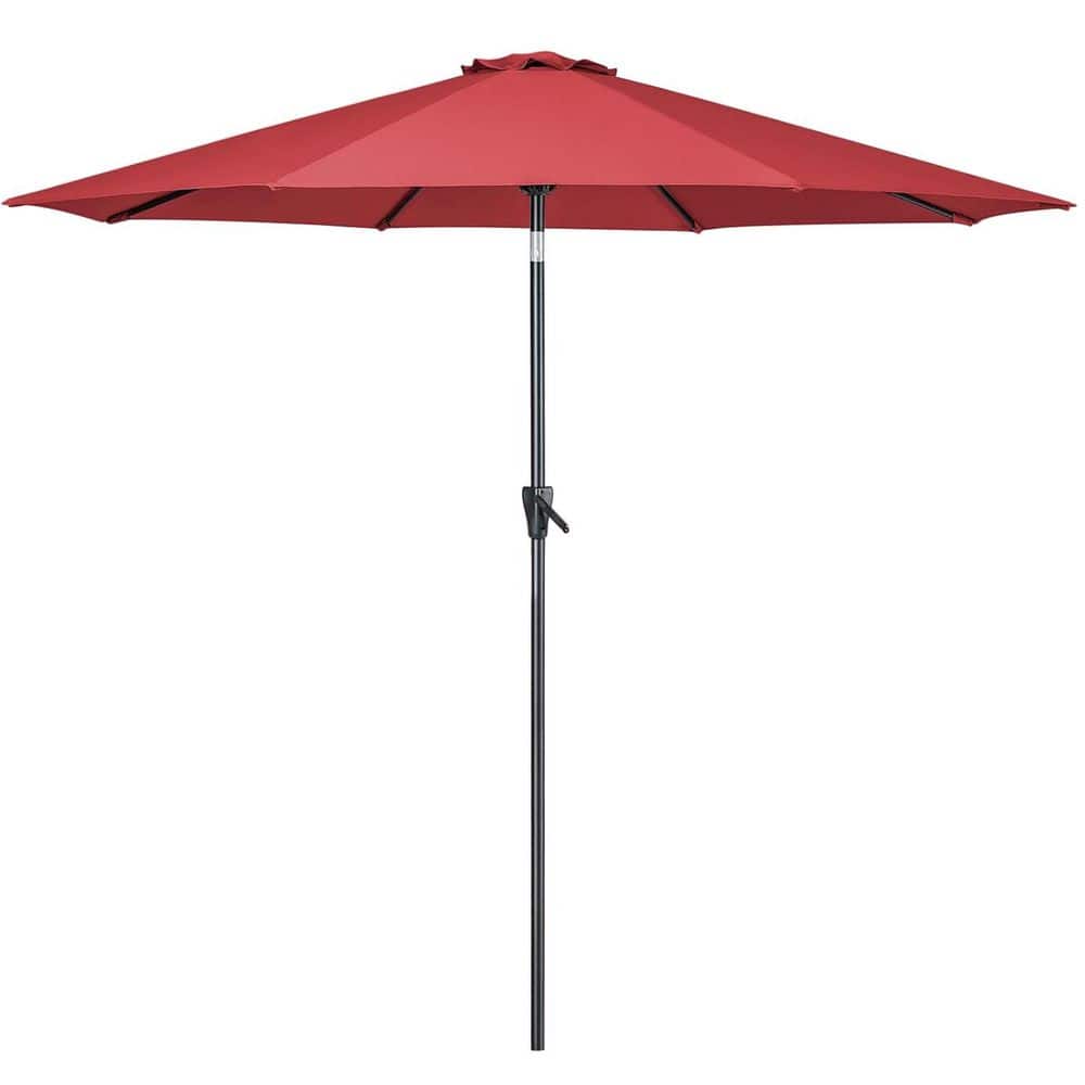 9 ft. Aluminum Market Tilt Patio Umbrella in Rust Red with Push Button Tilt
