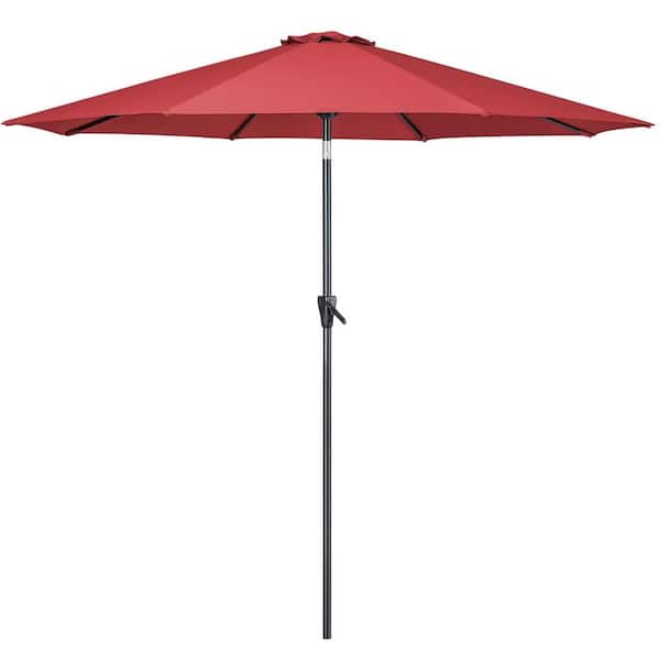 Unbranded 9 ft. Aluminum Market Tilt Patio Umbrella in Rust Red with Push Button Tilt
