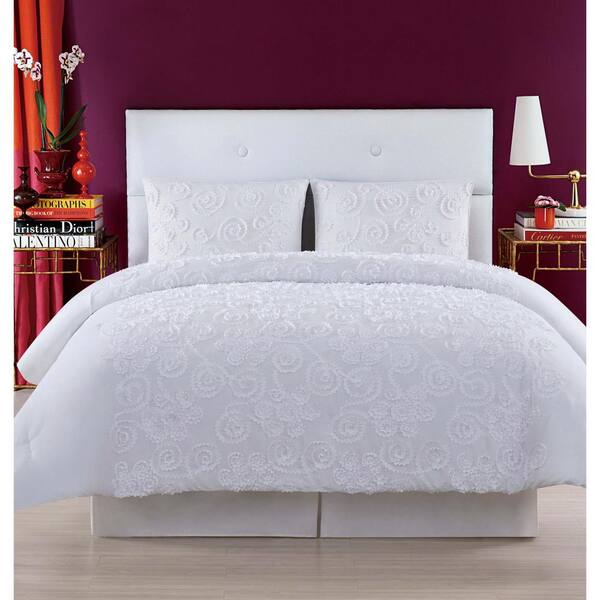 3 Piece White Full Queen Comforter Set, Cute Bedroom Comforter Sets Queen