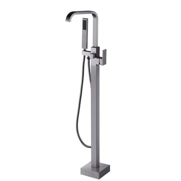 ALEASHA Single-Handle Freestanding Tub Faucet with Handheld Shower in. Brushed Nickel