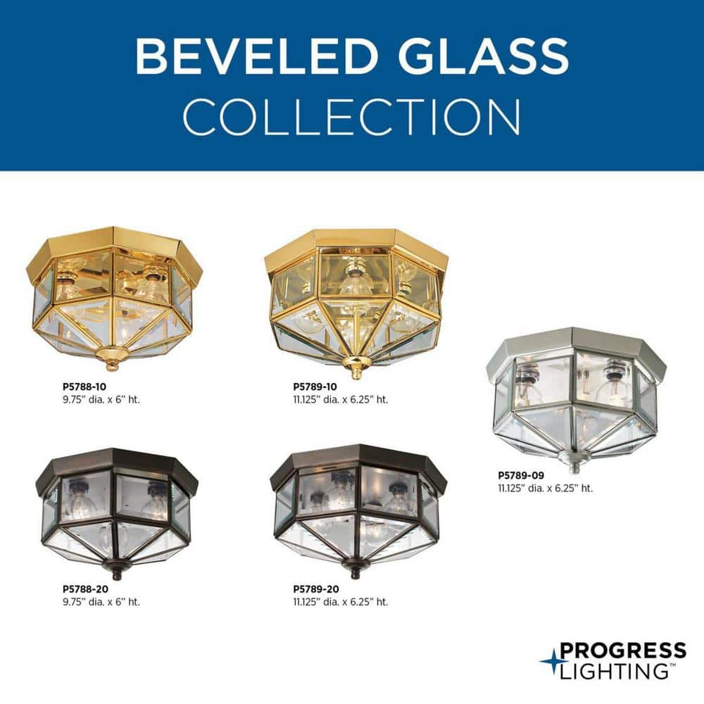 Richmond Hill Polished Brass Beveled Glass 4-Light Flush Mount