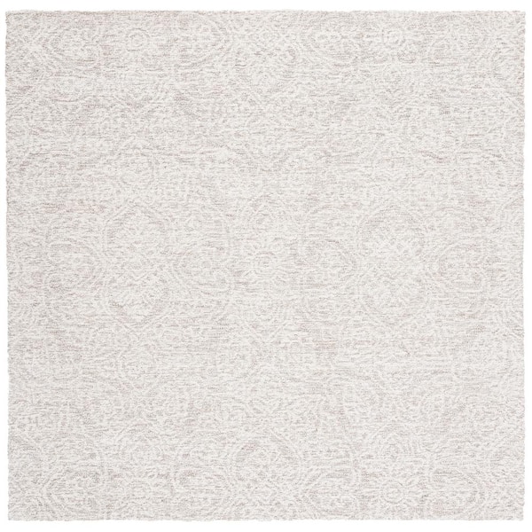 Metro Natural/Ivory 10 ft. x 10 ft. Floral Medallion Square Area Rug