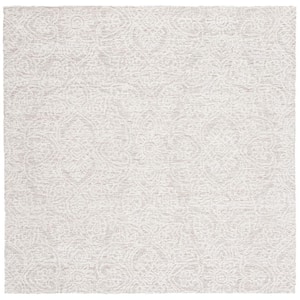 Metro Natural/Ivory 4 ft. x 4 ft. Floral Medallion Square Area Rug