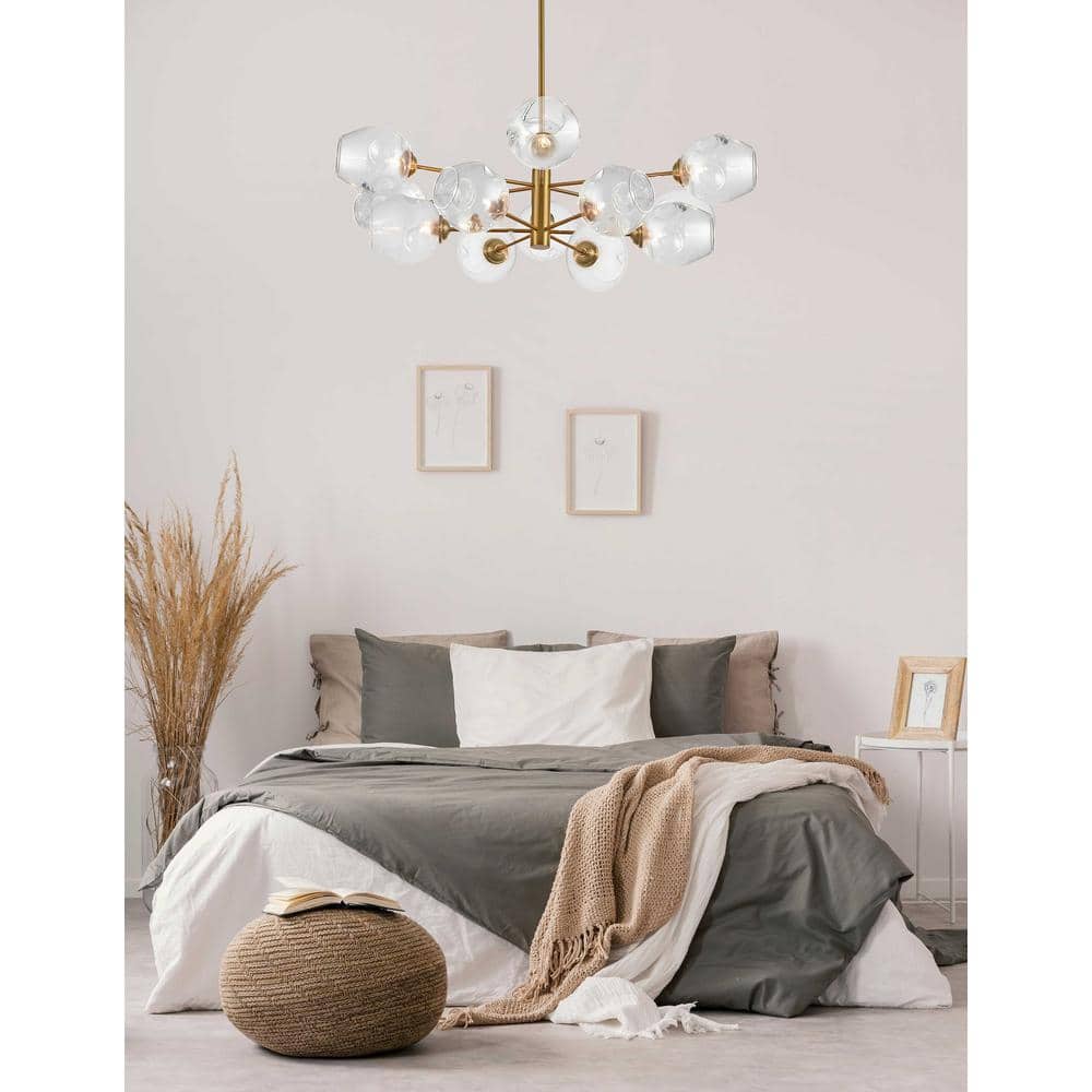 Vintage Bronze 33" Globe Chandelier with Clear Glass Shades