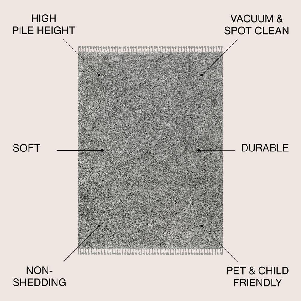 Charcoal 4' x 6' Reversible Shag Synthetic Area Rug