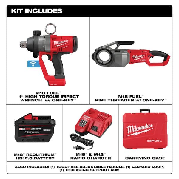 M18 FUEL ONE-KEY 18V Lithium-Ion Brushless Cordless 1 in. Impact Wrench w/ Friction Ring w/ FORGE 12.0 Ah Battery