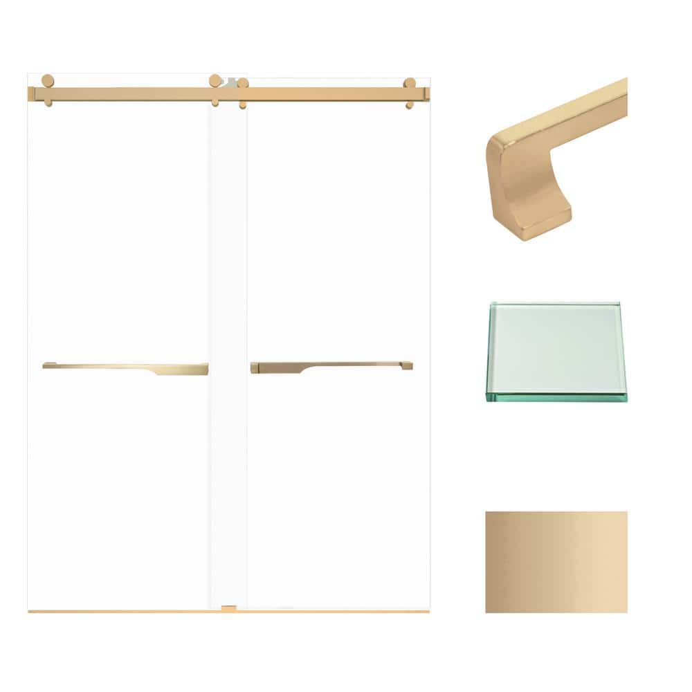 Brooklyn 60" Gold Frameless Double Sliding Shower Door with Clear Glass
