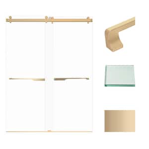 Brooklyn 60 in. W x 80 in. H Double Sliding Frameless Shower Door in Champagne Bronze with Clear Glass