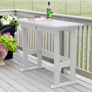 Lehigh White Rectangular Recycled Plastic Outdoor Balcony Height Dining Table