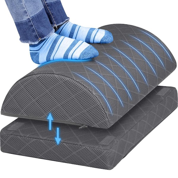 Angel Sar Gray Gaming Desk Foot Rest, Foot Stool with 2 Adjustable Heights & Removable Cover for Under Desk