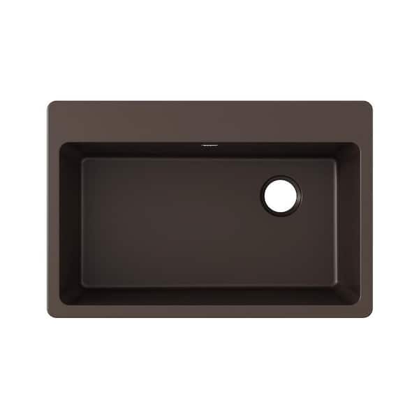 Elkay Quartz Classic 33 in. Drop-in Single Bowl Mocha Granite/Quartz Composite Kitchen Sink Only