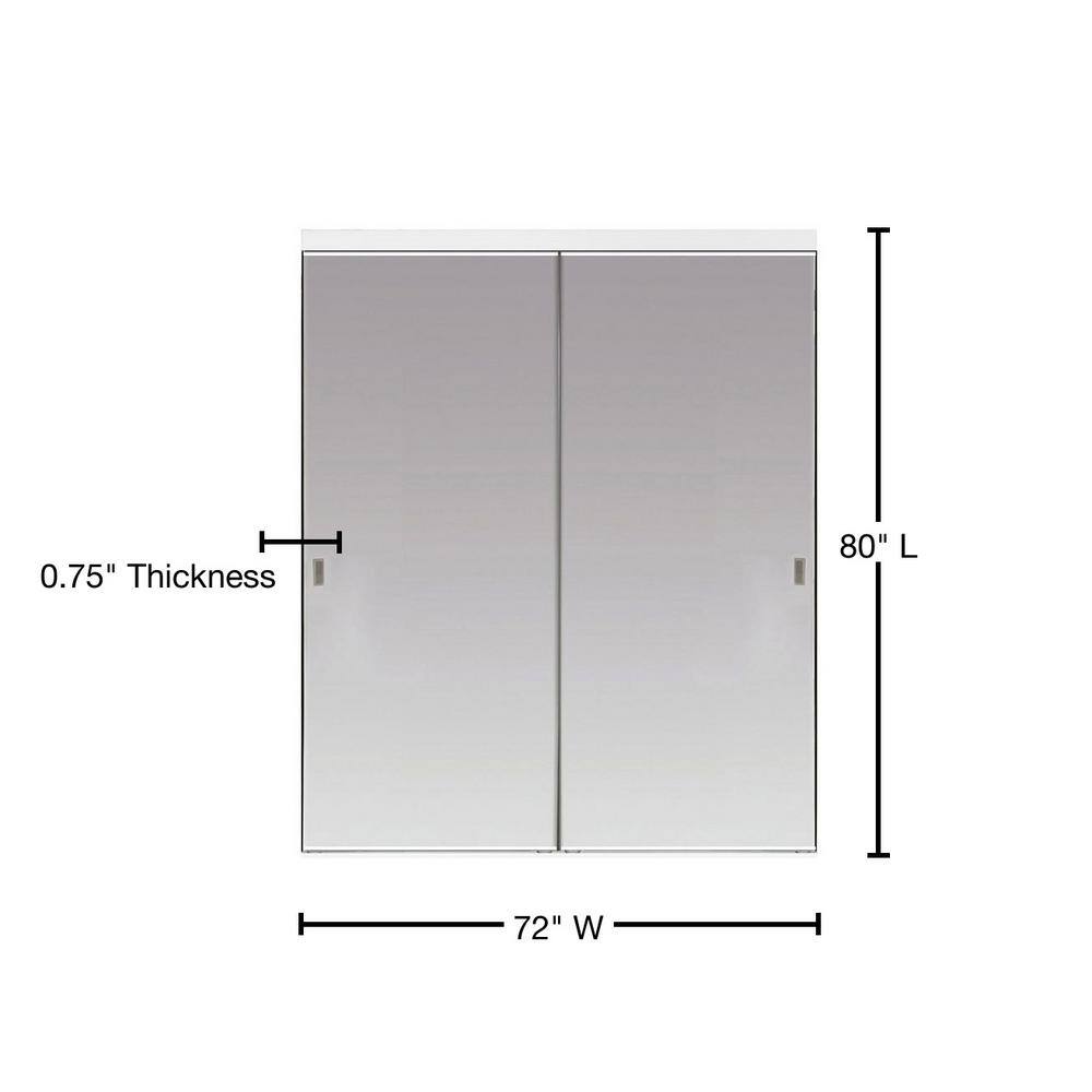 White Prefinished Mirrored Sliding Closet Doors 72" x 80"