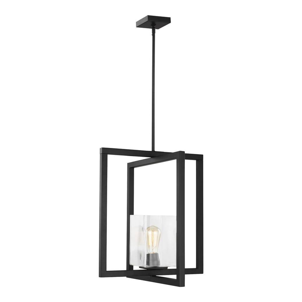 Mitte Midnight Black Single Pendant with Clear Glass Shade