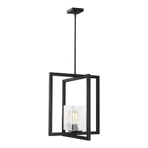 Mitte 1-Light Midnight Matte Black Statement Hanging Pendant with Clear Glass Shade