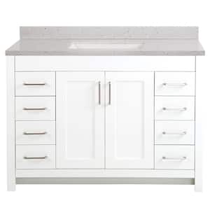 Westcourt 49 in. W x 22 in. D x 39 in. H Single Sink  Bath Vanity in White with Silver Ash Engineered Solid Surface Top