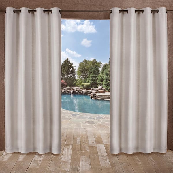 EXCLUSIVE HOME Delano Silver Solid Light Filtering Grommet Top Indoor/Outdoor Curtain, 54 in. W x 96 in. L (Set of 2)