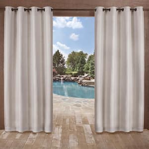 Delano Silver Solid Light Filtering Grommet Top Indoor/Outdoor Curtain, 54 in. W x 108 in. L (Set of 2)