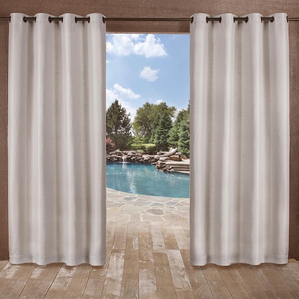 EXCLUSIVE HOME Delano Silver Solid Light Filtering Grommet Top Indoor/Outdoor Curtain, 54 in. W x 108 in. L (Set of 2)