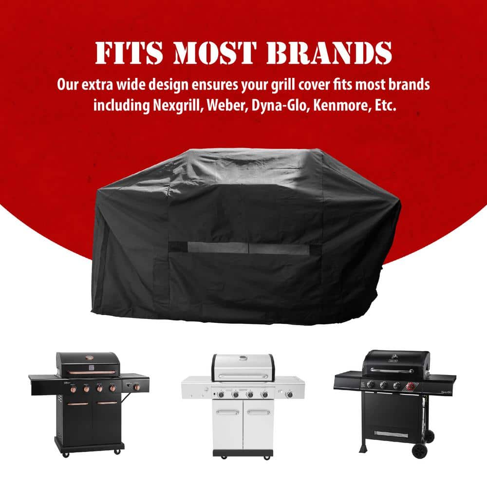 65-Inch Black Weather Resistant Polyester Grill Cover