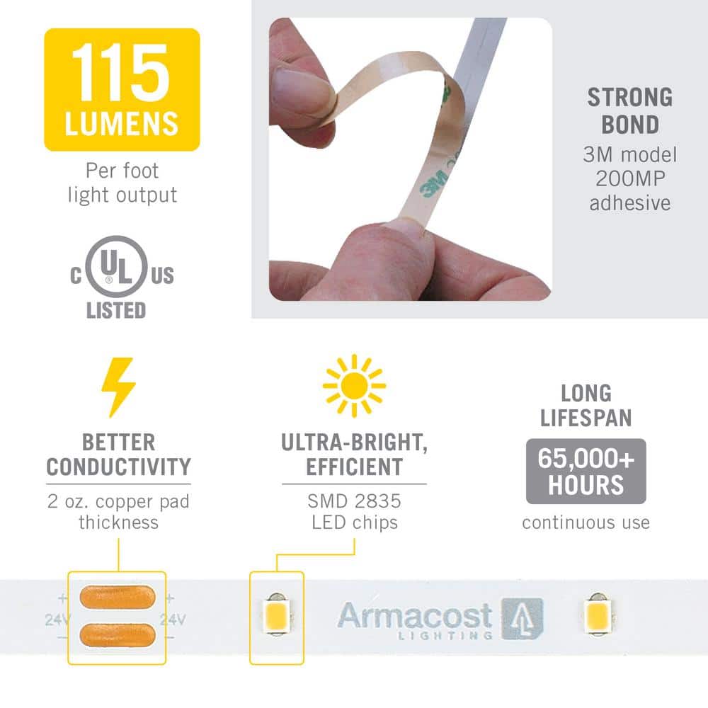 RibbonFlex Pro 24V Warm White LED Under Cabinet Strip Light