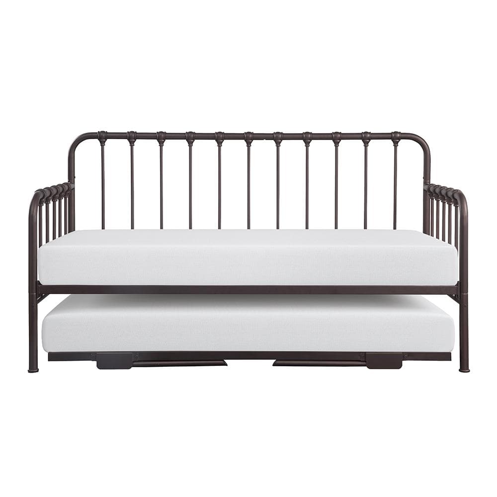 Dark Bronze Twin Metal Daybed with Trundle