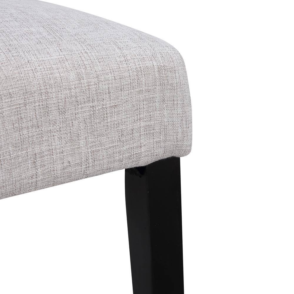 Polytrends Grandview Tufted Upholstered Linen Fabric Dining Chair Light Gray