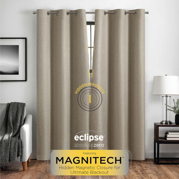 Eclipse Magnitech Welwick Herringbone 100% Blackout Grommet Panel, 40 x 84 - Tan