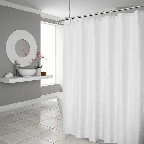 Dainty Home Hotel Waffle 70 In X 72, Shower Curtain Set Up
