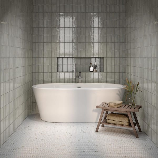 Rice Grigio 2 in. x 6 in. Glossy Porcelain Wall Tile (558.08 sq. ft./pallet)