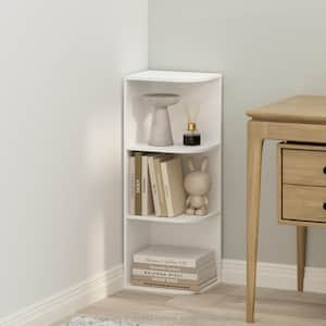 Reed 31.5 in. Tall White Wood 3-Shelf Bookcase