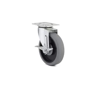 5 in. (127 mm) Gray Braking Swivel Plate Caster with 298 lb. Load Rating