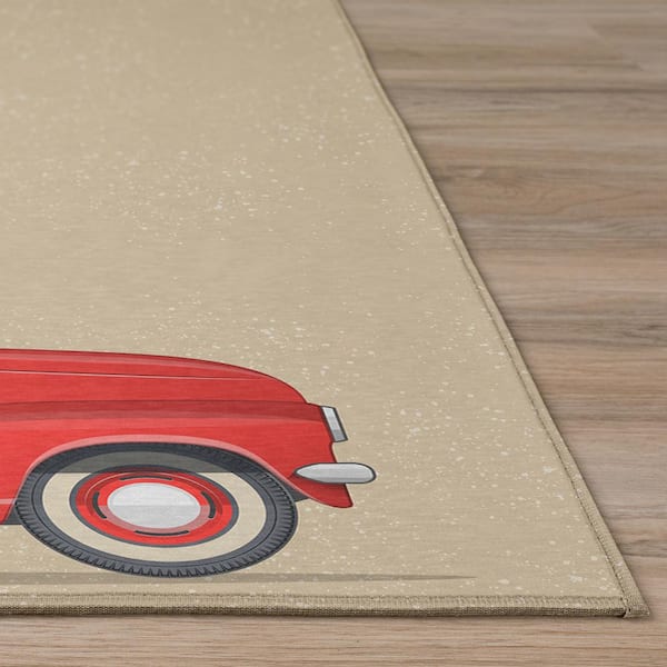 Cozy Winter 5 ft. x 7 ft. 6 in. Red Indoor/Outdoor Washable Area Rug