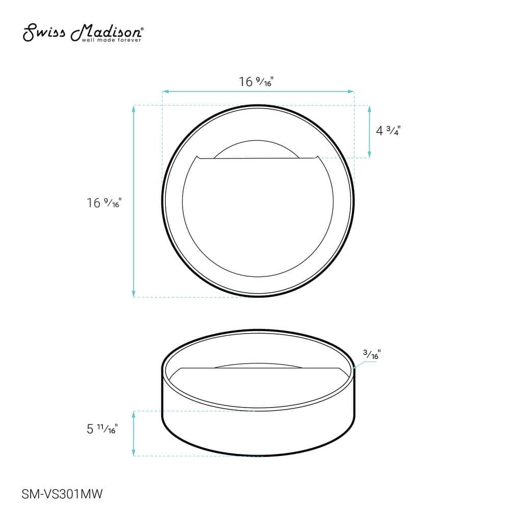 Beau 16.5'' Matte White Ceramic Round Vessel Bathroom Sink