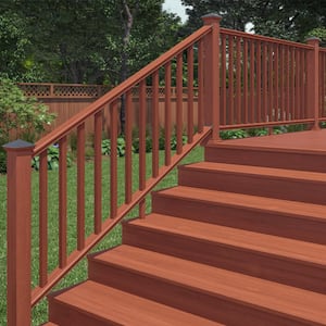 6 ft. Redwood-Tone Southern Yellow Pine Moulded Stair Rail Kit with SE Balusters