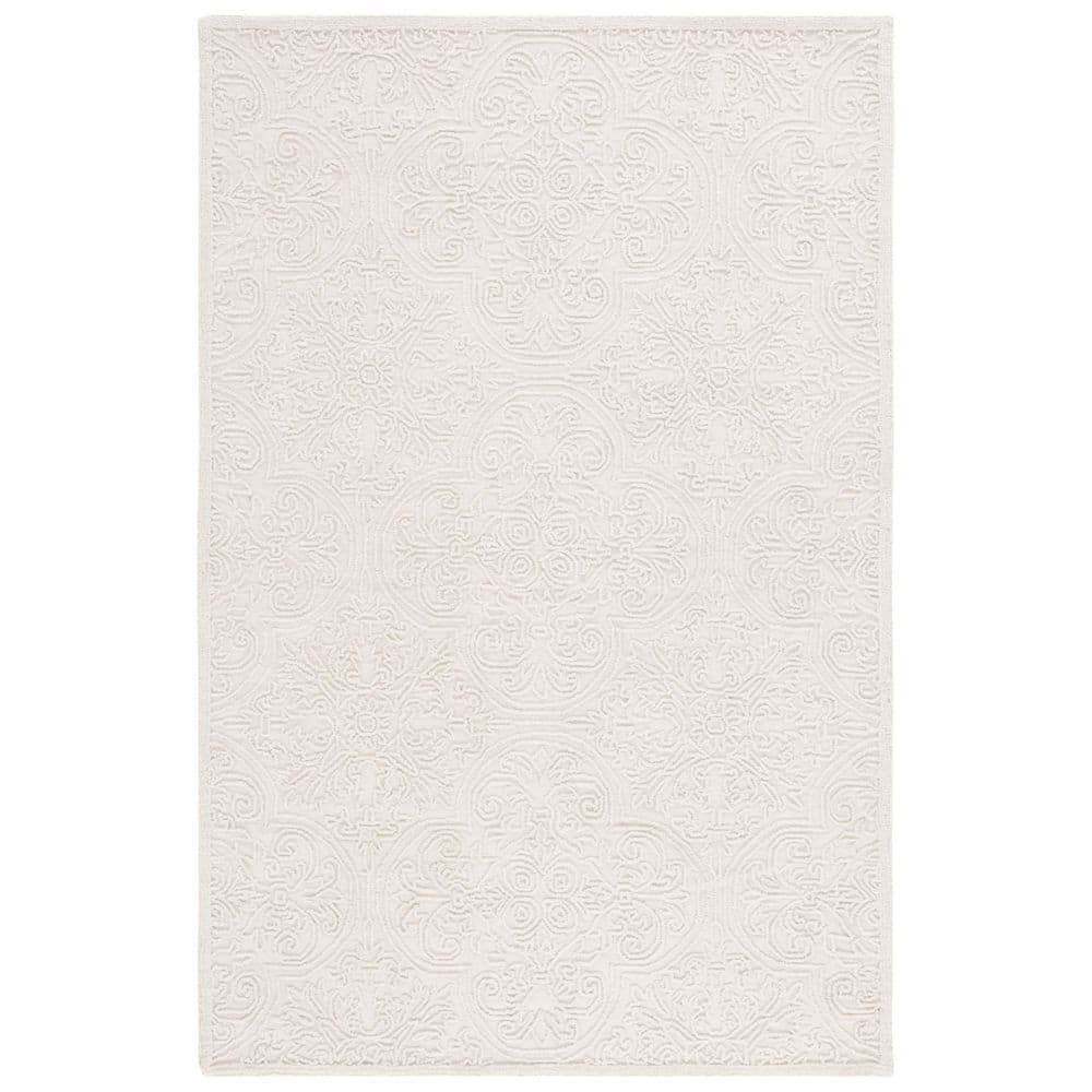 Ivory Hand-Tufted Wool and Synthetic 4' x 6' Area Rug