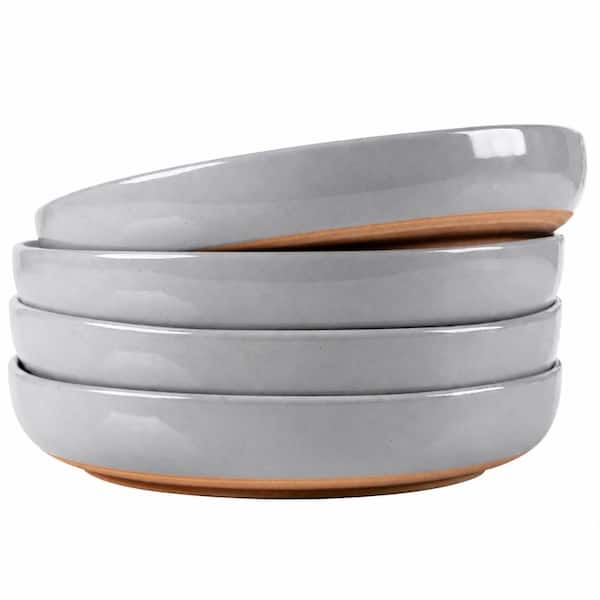 Large 8.75 in Ceramic Pasta Bowls Set of 4 with 36 oz Capacity, Handpainted Stoneware with Wavy Rim Bowl