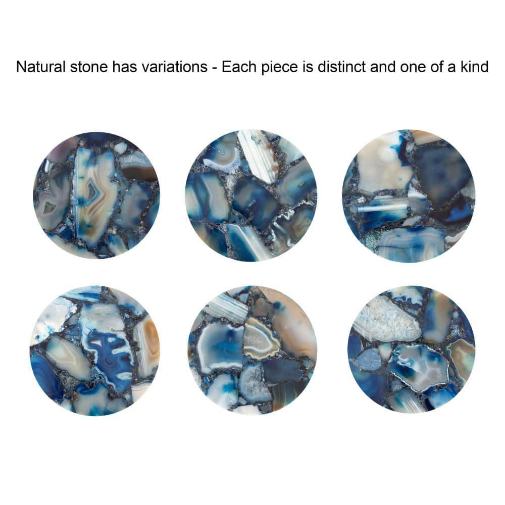 Sitara Blue Agate and Silver Round Drink Table