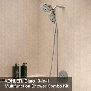 Claro 1-Spray Dual Wall Mount Fixed and Handheld Shower Head 1.75 GPM in Vibrant Brushed Nickel