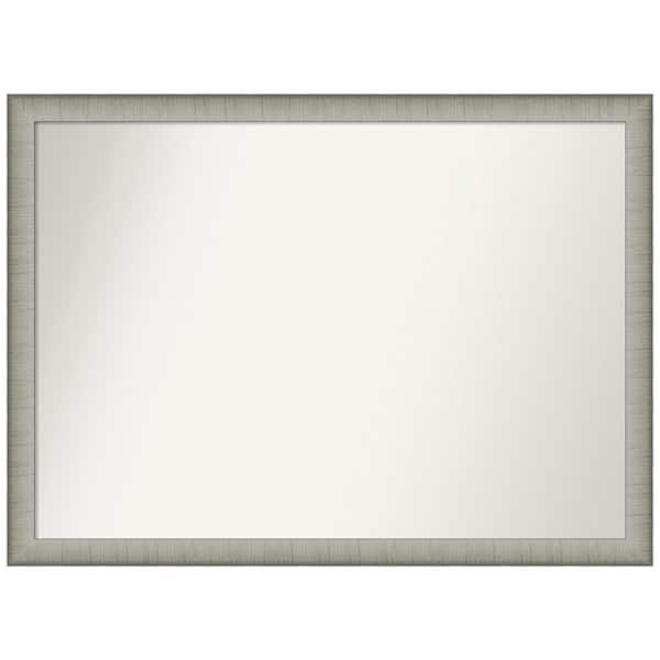 Amanti Art Elegant Brushed Pewter Narrow 41 in. W x 30 in. H Non-Beveled Bathroom Wall Mirror in Silver