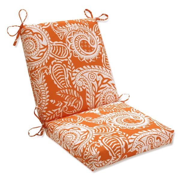 Pillow Perfect Paisley Orange/Ivory Addie Rectangular Outdoor Seat Cushion