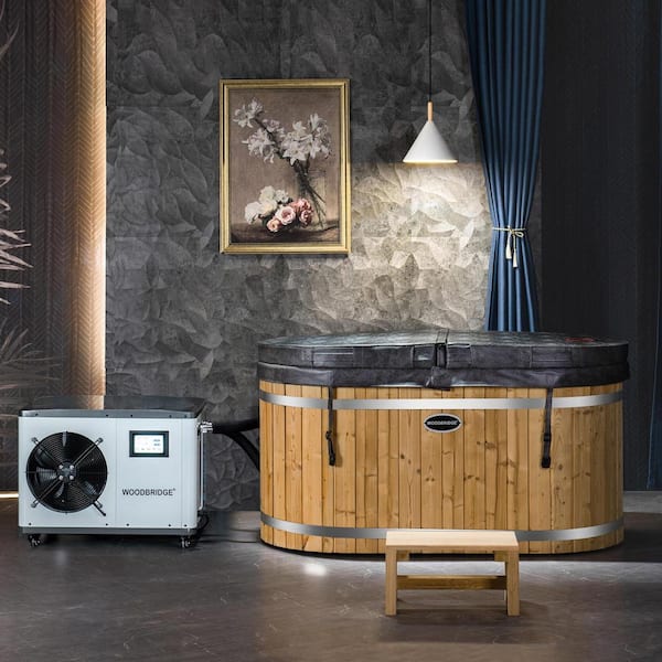 WOODBRIDGE 59 in. 1-Person 0-Jet Standard Cold Plunge Ice Bath Tub/Hot Tub with 1.3 HP High-Performance Chiller and Heater in White