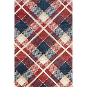 Anastasia High-Low Plaid Red 6 ft. x 9 ft. Area Rug