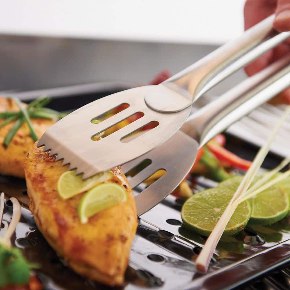 Black Porcelain Grill Topper with Stainless Steel Handles