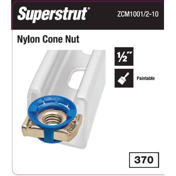 1/2 in. Nylon Strut Cone Nut - Gold Galvanized - Strut Fitting (5-Pack) (ZCM1001/2-10)