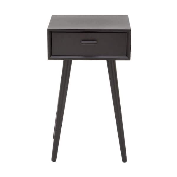 Litton Lane 13 in. Black Single Drawer Large Rectangle Wood End Accent Table