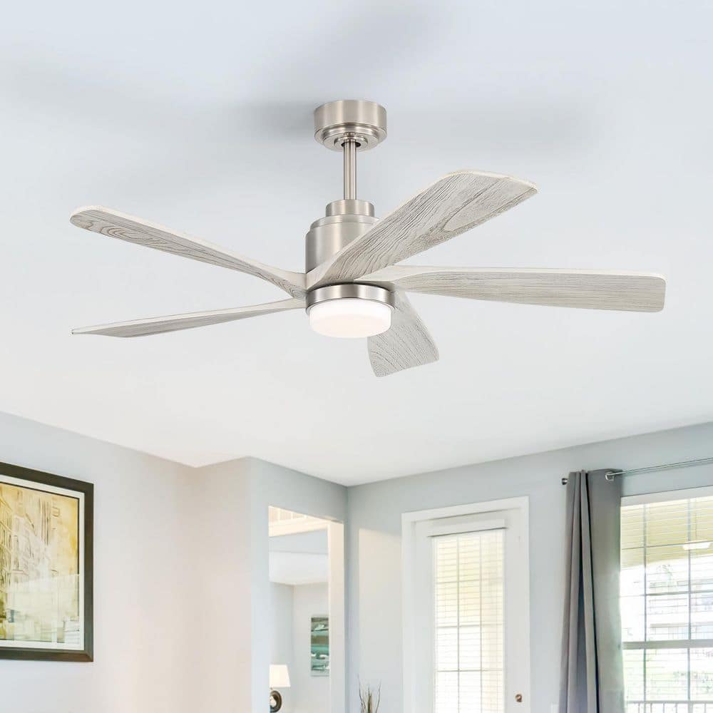 MADE IN CLIFORNIA メイド イン カルフォルニア SILVER Byteany 52 in. Smart Indoor Nickel Ceiling Fan with Light